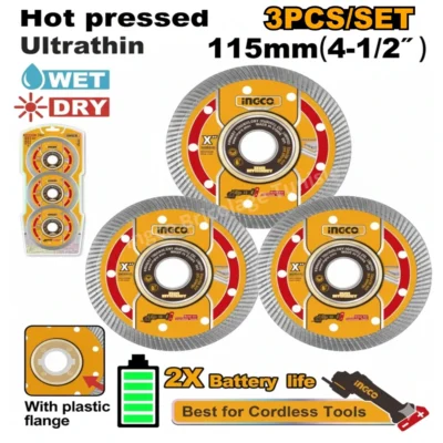 INGCO DMD0511503  3PCS HOT PRESSED ULTRATIN طقم ديسكات قص غرانيت Diamond Cutting Disc Set industrial