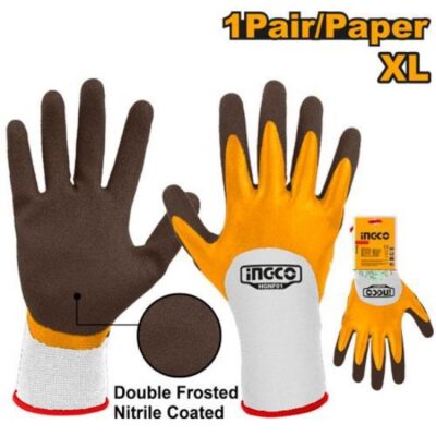 INGCO HGNF01  XL كفوف قماش ملبس نيتريل ضد الانزلاق Touch Screen Frosted Coated Nitrile Safety Gloves