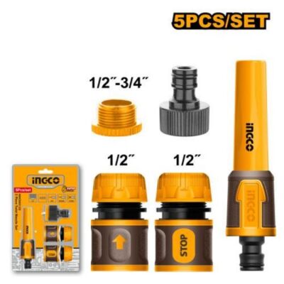 INGCO HHCS05122 5PCS  طقم راكور مياه مع لانس    twist nozzle set