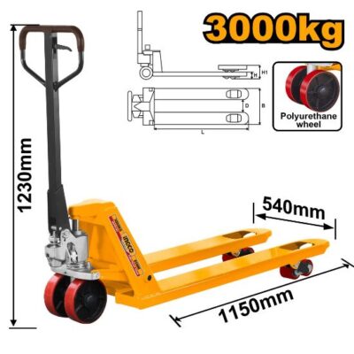 INGCO HHPT01301  3 TON حمالة طبالي يدوية Hand Pallet Truck