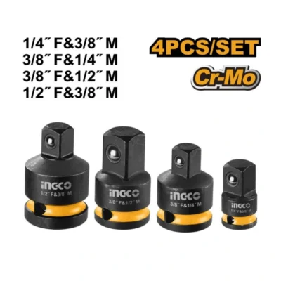 INGCO HKISAD12438  4 PCS طقم ادبتر بولاد industrial-grade Impact Socket Adapter Set
