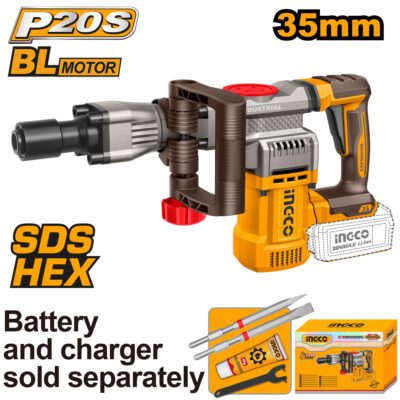 INGCO CDBLI20358  20V 35MM SDS HEX كومبرسور تكسير فدار بطارية Brushless Cordless Demolition Breaker (Bare Tool)