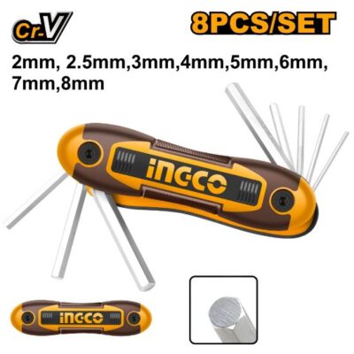 INGCO HHK14081  8 PCS (2-8MM) طقم مسدس سكين HEX KEY POCKET