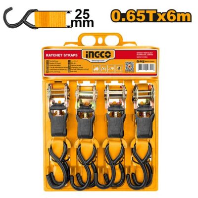 INGCO HRSP065607  0.65T / 6 M - 25MM طقم حزام تربيط طقطاق RATCHET STRAP SET