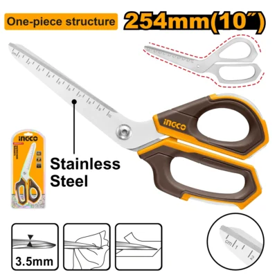 INGCO HSCRS25088  245MM (10") مقص ستانلستيل صناعي مرقم Industrial Heavy-Duty Scissor