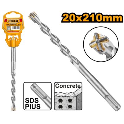 INGCO DBH1212001C  20X210MM SDS PLUS ريشة رأس مصالب صناعية  SDS PLUS MASONRY CROSS BIT