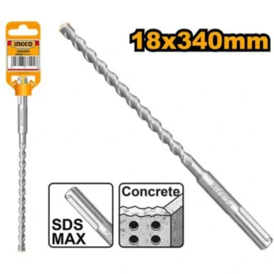 INGCO DBH1241802  SDS MAX (18X340)MM ريشة باطون  SDS MAX MASONRY HAMMER DRILL BIT