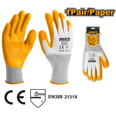 INGCO HGVL08-XL XL LATEX كفوف سميك مغطس  INDUSTRIAL HIGH GRADE T/C SHELL CUT-RESISTANCE LATEX GLOVES