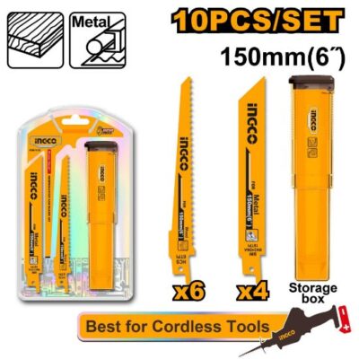 INGCO RSB1002  10PCS 150MM( 6") نسلة منشار خشب ترددي   RECIPROCATING SAW BLADES SET