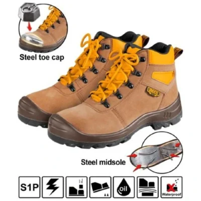 INGCO SSH02S1P  حذاء عمال صناعي جلد مع حماية حديد من الاعلى والاسفل SAFETY BOOTS WITH STEEL TOE CAP