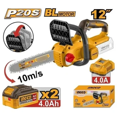 INGCO CGSLI201262 20V 2Batt 4Ah+Char 12" BL منشار حطب بطارية Cordless chain saw