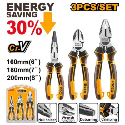 INGCO HKHLPS2831 3 PCS HIGH LEVERAGE طقم بانسات بولاد صناعي  INDUSTRIAL HIGH LEVERAGE PLIERS SET