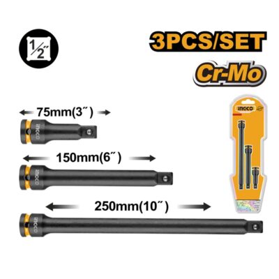 INGCO HKISEB12031 3Pcs CR-MO طقم وصلات إطالة إيمباكت فولاذ  IMPACT EXTENSION BAR SET