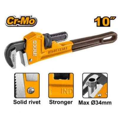 INGCO HPW0810  10" 34MM رنش صناعي مسكة ملبس كوتشوك  PIPE WRENCH