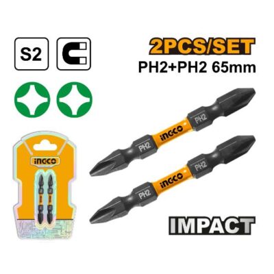 INGCO SDBIM72PH265 2PCS 65MM PH2+PH2 راس مفك مقدح بولاد ميلتين  IMPACT SCREWDRIVER BITS