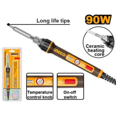 INGCO SI01608 90W كاوي لحام قصدير كهربائي راس جالس مع تحكم بالحرارة Elecetric Soldering Iron
