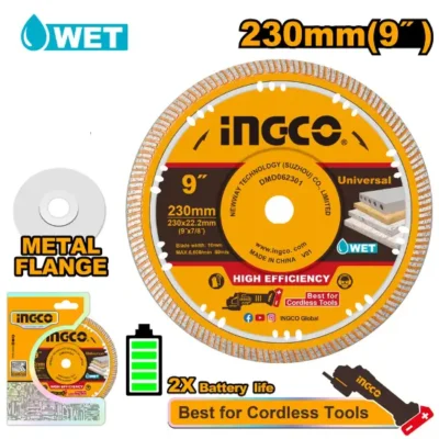 INGCO DMD062301 230x22.2mm Wet ديسك ألماس مع فتحات تبريد وفلنجة معدنية  Diamond Disc