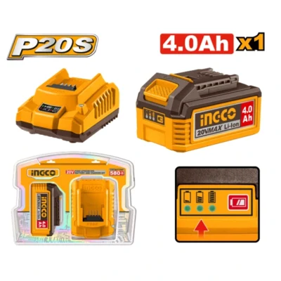 INGCO FBCPK1012 20V 1Batt 4Ah بطارية مع شاحن صناعي Battery And Charge Combo Kit