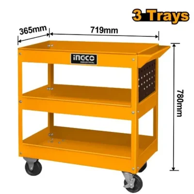 INGCO HPTCT031 (719x365x663)mm طاولة عدة بدواليب ثلاثة رفوف  Professional Tool Box with 2 Shelves