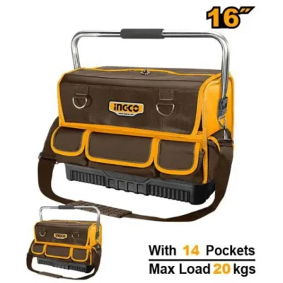 INGCO HTBGL05 16" 14 pockets شنطة عدة قماش مسكرة مسكة حديد  Industrial Tool Bag