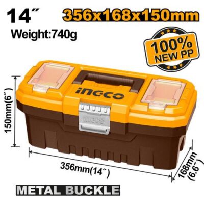 INGCO PBX1402 14" شنطة عدة بلاستك قفل معدني Plastic tool box