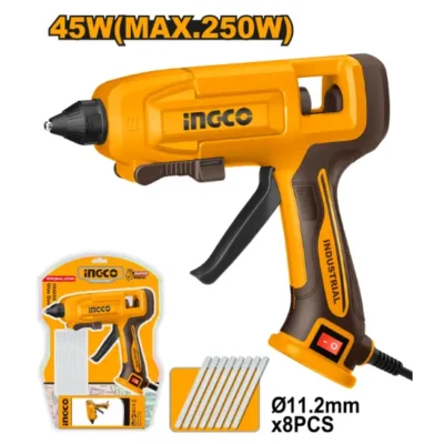 INGCO GG408 45W(max 250W) (8Pcs Glue sticks)+فرد شمع صناعي  Industrial Glue Gun
