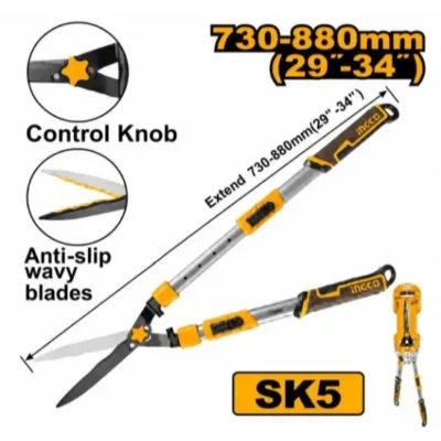 INGCO HHS6306 890mm 35" مقص شحالة طويل المنيوم تلسكوبيك راس قصير Telescopic Hedge Shear Grass Cutter (Blade) Scissors Trimmer