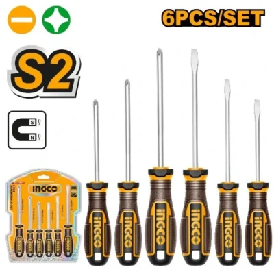 INGCO HKSDS0628 6Pcs S2 طقم مفكات براغي  Screw driver Set
