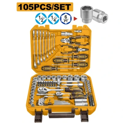 INGCO HKTHP51058 105Pcs (1/4",1/2") طقم طربوش وعدة علبة بلاستك  Tools Set