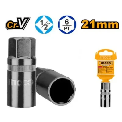 INGCO HSPS12211 1/2" 21 mm Material:50BV30 طربوش بوجي Spark plug socket