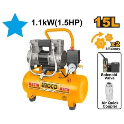 INGCO ACS111152 1100W (1.5HP) 15L كومبرسور هواء كاتم  AIR COMPRESSOR