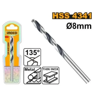 INGCO DBT1200804 8mm HSS Metal & INOX ريشة حديد صناعية  HSS DRILL BIT 4341