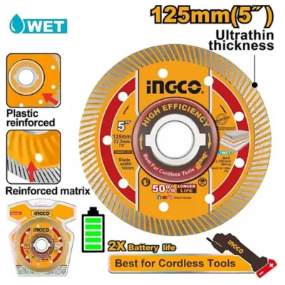 INGCO DMD051251 125mm (bw 10mm) Turbo Ultrathin W ديسك الماس صناعي ULTRATHIN DIAMOND DISC