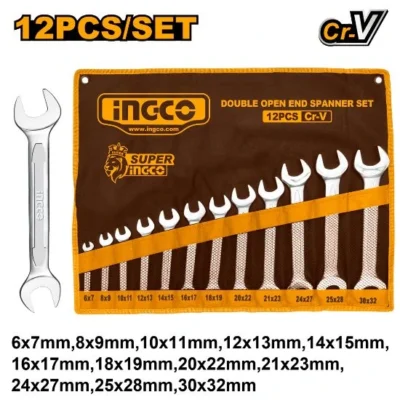 INGCO HKSPA2142 6-32 /12 Pcs طقم شق شق Double Open End Spanner Set