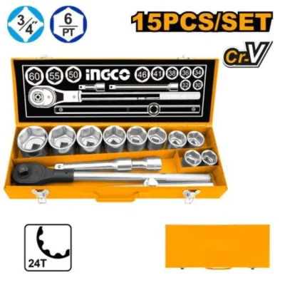 INGCO HKTS034151 15Pcs (3/4") طقم طرابيش صناعي Industrial Socket Set 3/4"