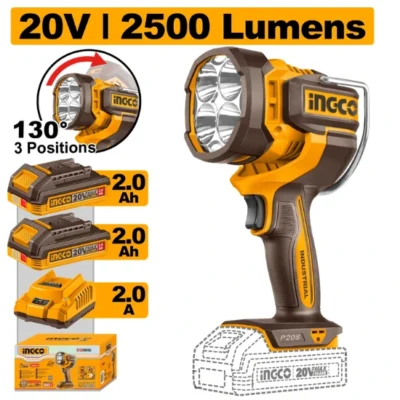 INGCO CWLI20887 20V 2Batt 2Ah+Char 2500 Lumens LED بروجكتور يدوي  LI-ION WORK LAMP