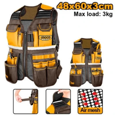 INGCO HTVT09028 17Pockets L48xW60xH3cm جيليه للعدة Tool Vest | Safety Vest