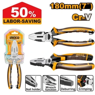 INGCO HHCP28188 7" 160mmLabor saving 50% بانسة بولاد صناعية High Leverage Combination Pliers