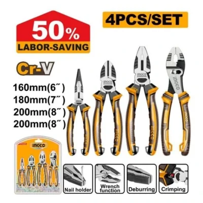 INGCO HKPS28498 4Pcs Labor saving 50% طقم بانسات بولاد صناعي Pliers Set
